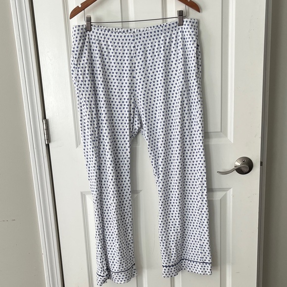 Roller Rabbit Pima Cotton White and Blue heart polka dot  Pajama Pants Sz xl - Picture 1 of 7